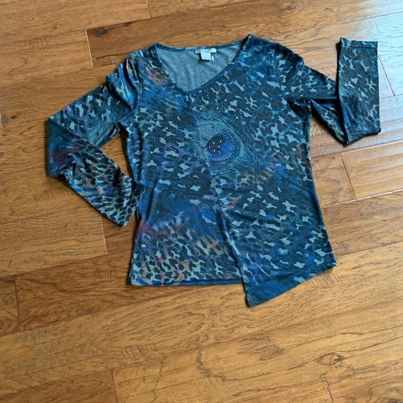 Alberto Makali Blue Asymmetrical Studded Top - Picture 5 of 9